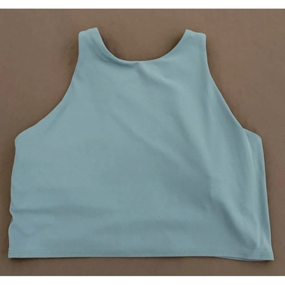 Athleta Racerback Crop Tank Top Womens Size Large Blue Athletic Workout‎ Lined